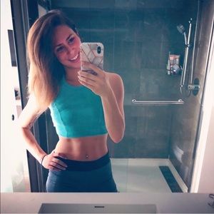 Aerie Blue corduroy crop top/sports bra S